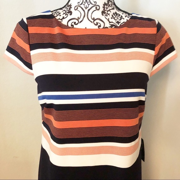 Adrianna Papell Striped Knit Sheath Dress NWT Sz-4 - Picture 3 of 4